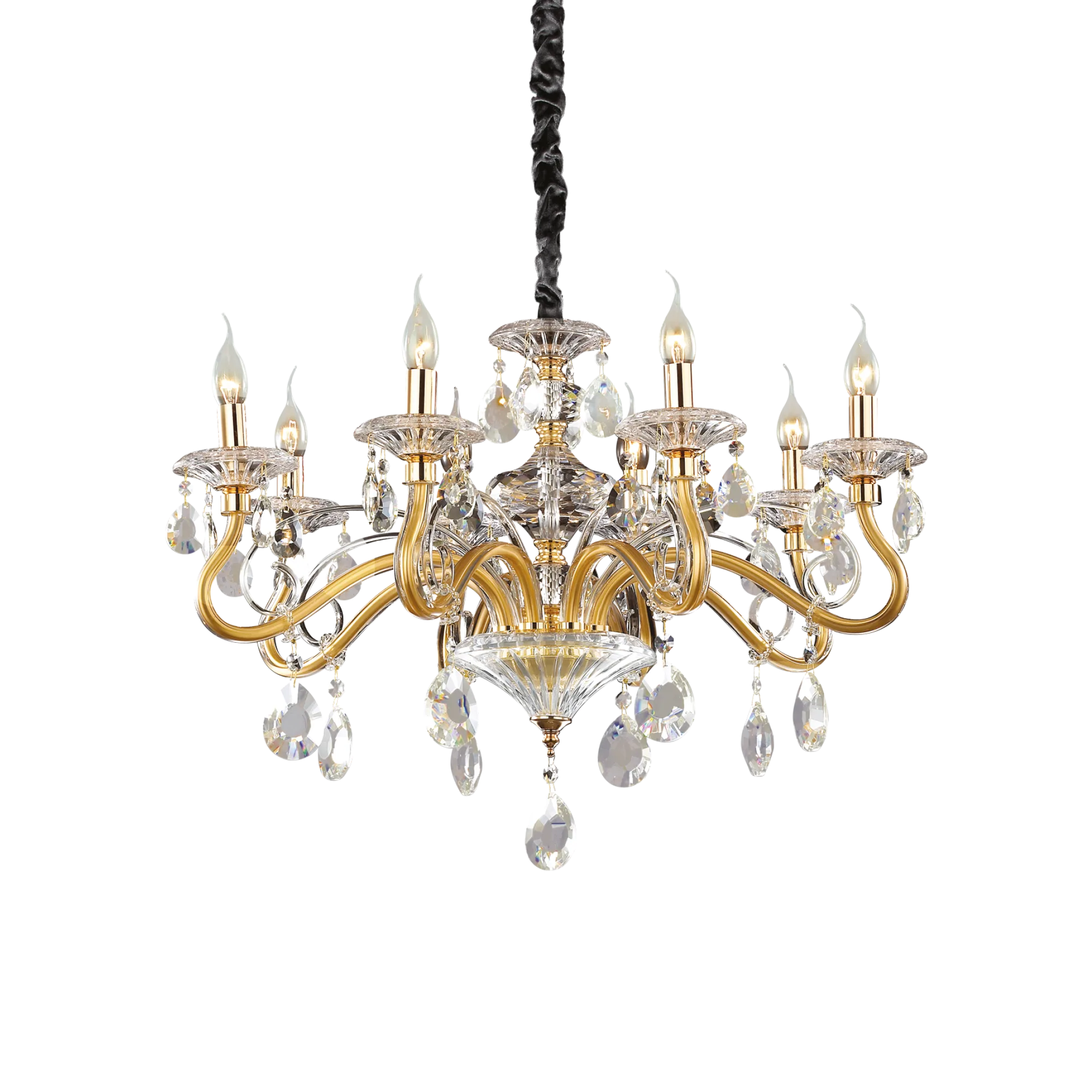Suspension Negresco chandelier luxe en cristal par Ideal Lux