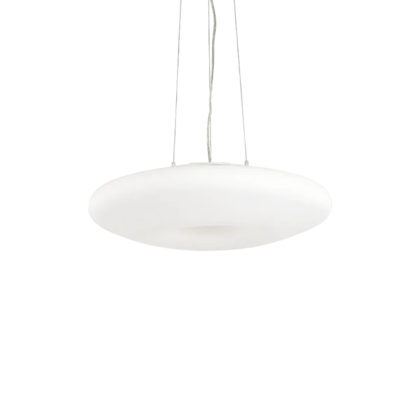 Suspension Glory disque en verre soufflé blanc par Ideal Lux