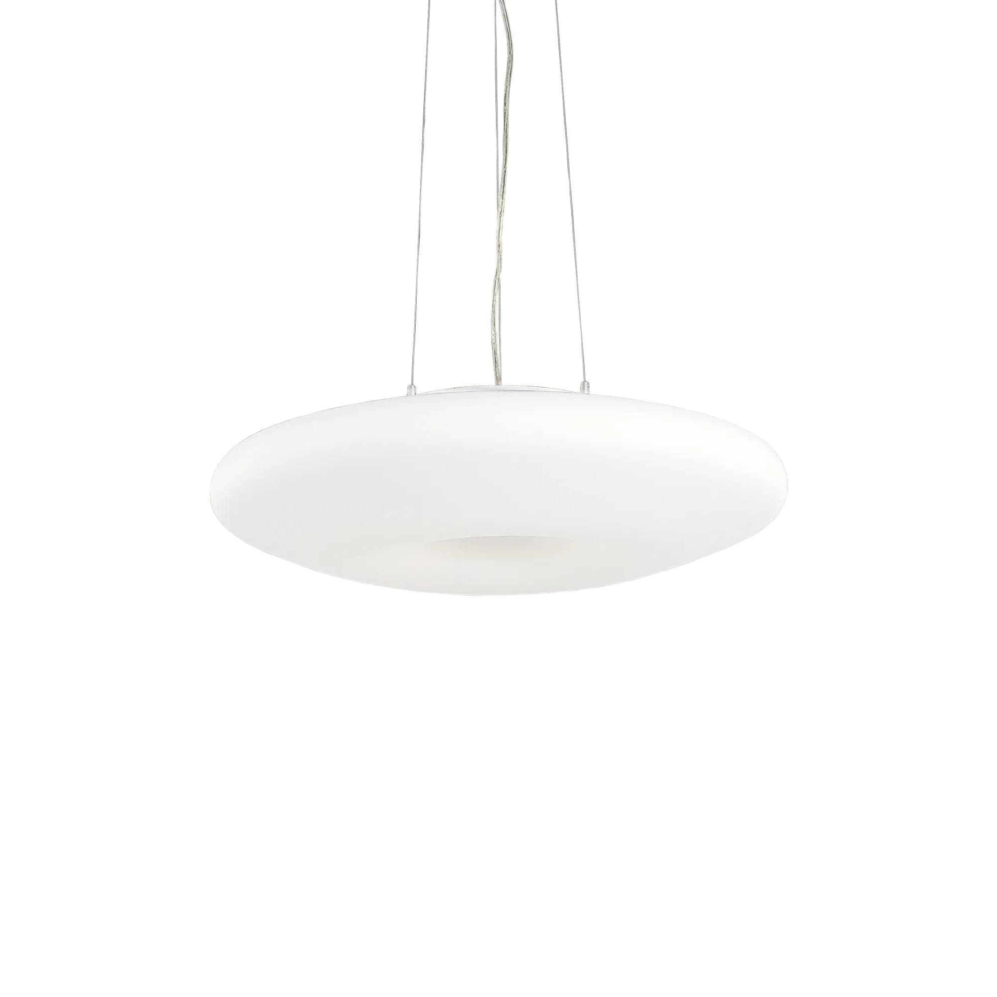 Suspension Glory disque en verre soufflé blanc par Ideal Lux