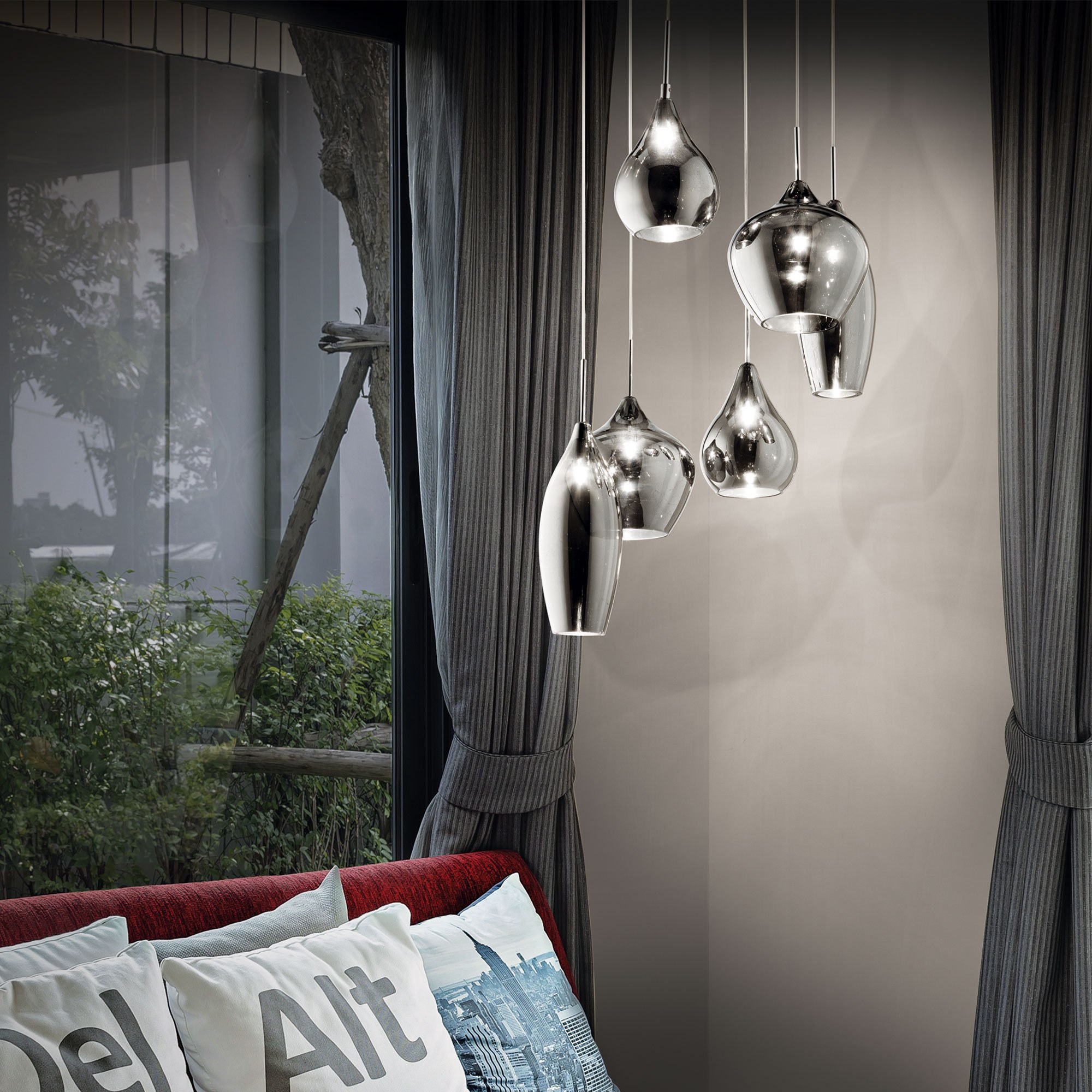 Suspension Soft 6 lumières en grappe verre soufflé par Ideal Lux Suspension Soft 6 lumières en grappe verre soufflé par Ideal Lux – Image 4