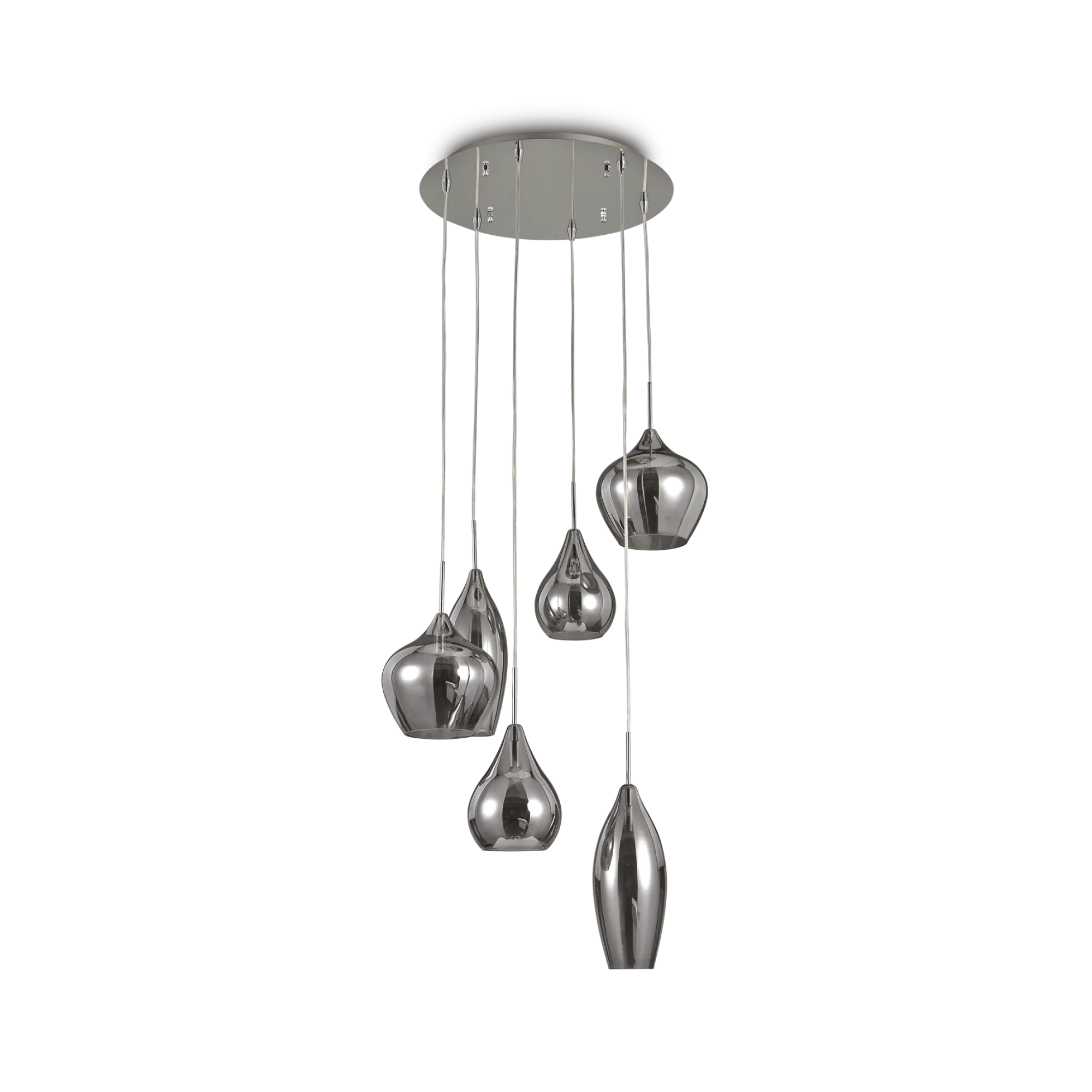 Suspension Soft 6 lumières en grappe verre soufflé par Ideal Lux