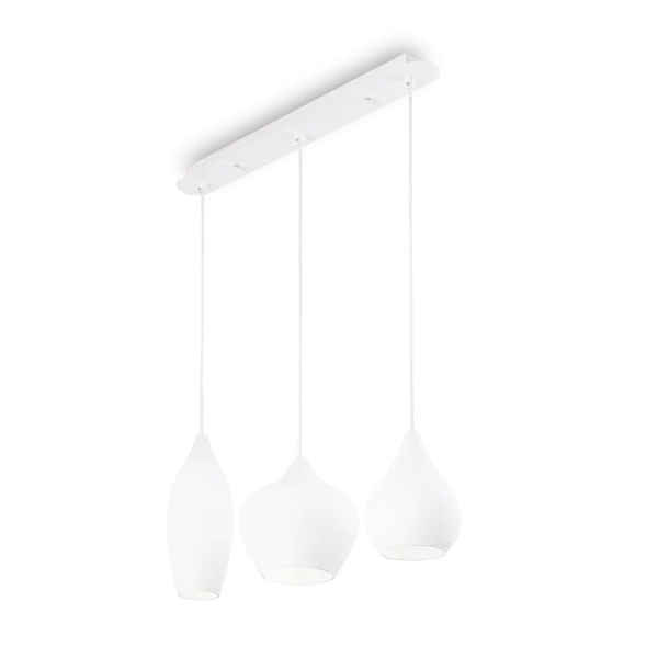 Suspension Soft linéaire 3 lumières en verre soufflé par Ideal Lux – vue 2