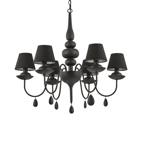 Suspension Blanche Lustre avec Abat-jour en Tissu par Ideal Lux