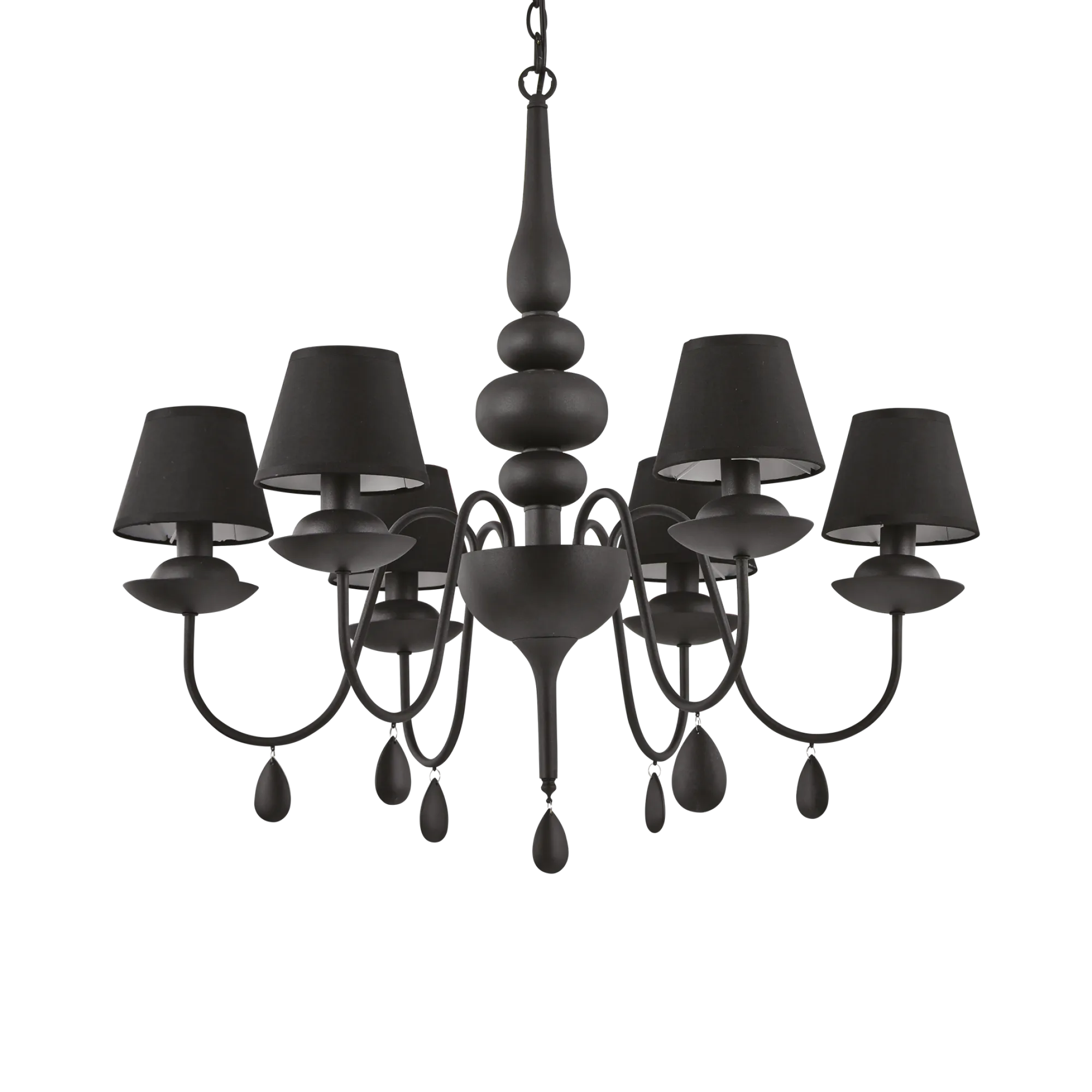 Suspension Blanche Lustre avec Abat-jour en Tissu par Ideal Lux