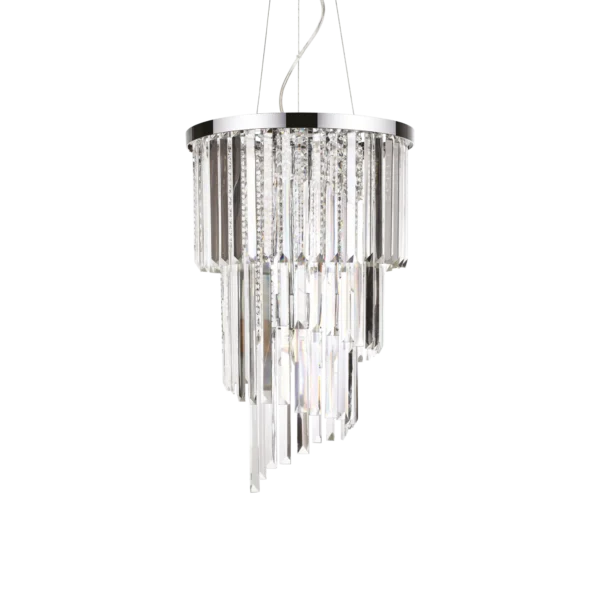 Suspension Carlton Cascades de Cristal Biseauté par Ideal Lux