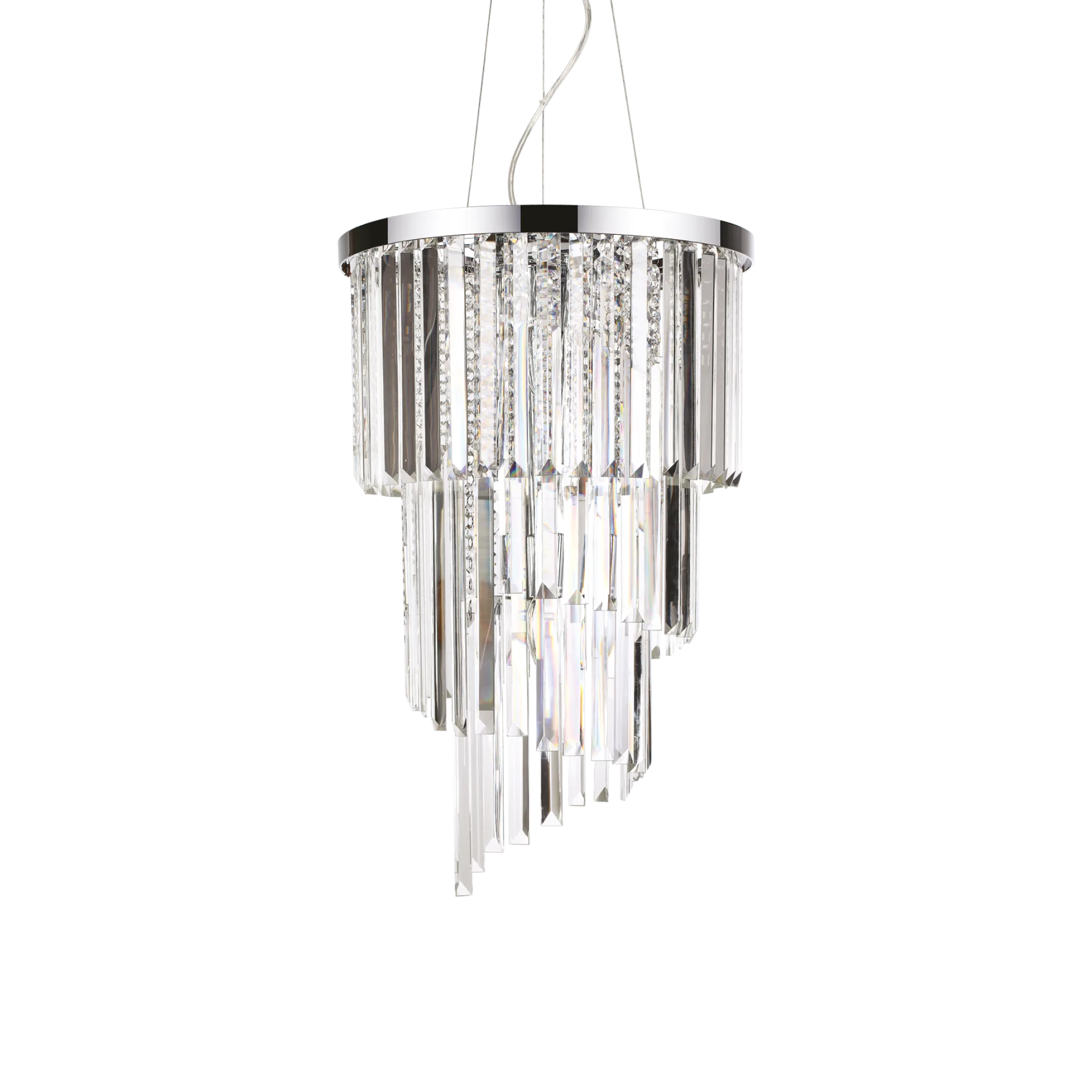 Suspension Carlton Cascades de Cristal Biseauté par Ideal Lux
