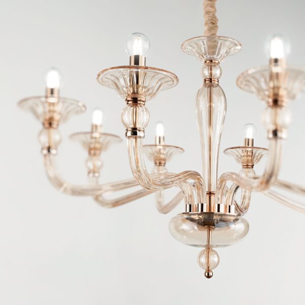 Suspension Lustre Danieli en Verre Soufflé Ambré par Ideal Lux – vue 2