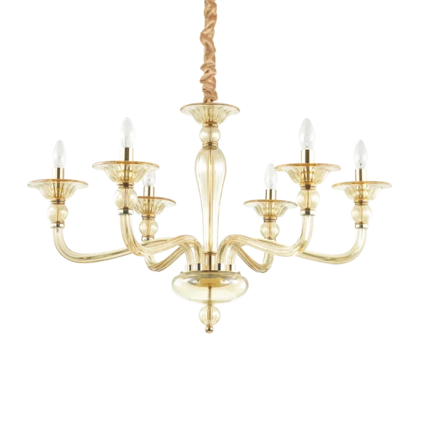 Suspension Lustre Danieli en Verre Soufflé Ambré par Ideal Lux