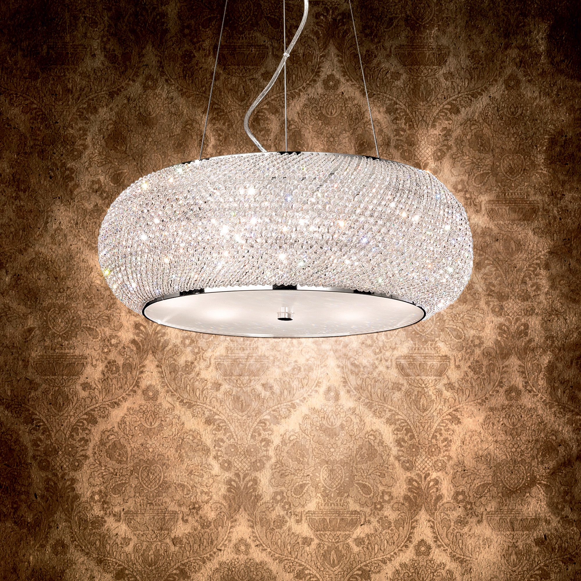 Suspension Pasha' en Perles de Cristal Poli par Ideal Lux Suspension Pasha' en Perles de Cristal Poli par Ideal Lux – Image 3