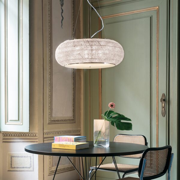 Suspension Pasha’ en Perles de Cristal Poli par Ideal Lux – vue 2