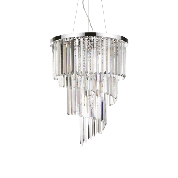 Suspension Carlton Cascades de Cristal Biseauté par Ideal Lux – vue 2