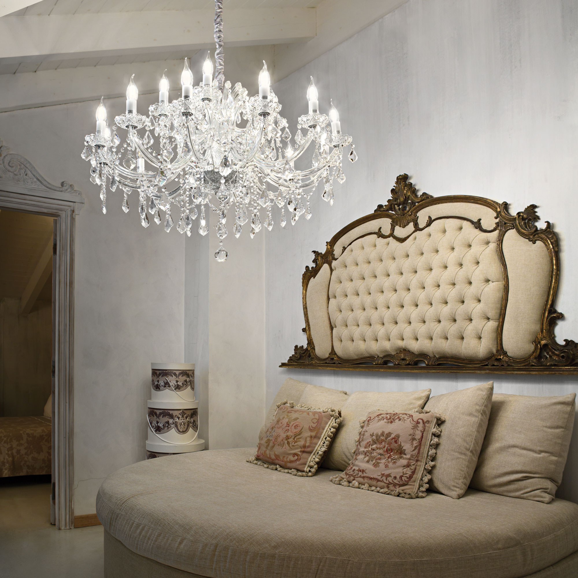 Suspension Napoleon chandelier en cristal biseauté par Ideal Lux Suspension Napoleon chandelier en cristal biseauté par Ideal Lux – Image 3