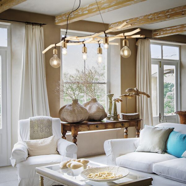 Suspension Driftwood branches en bois naturel par Ideal Lux – vue 2