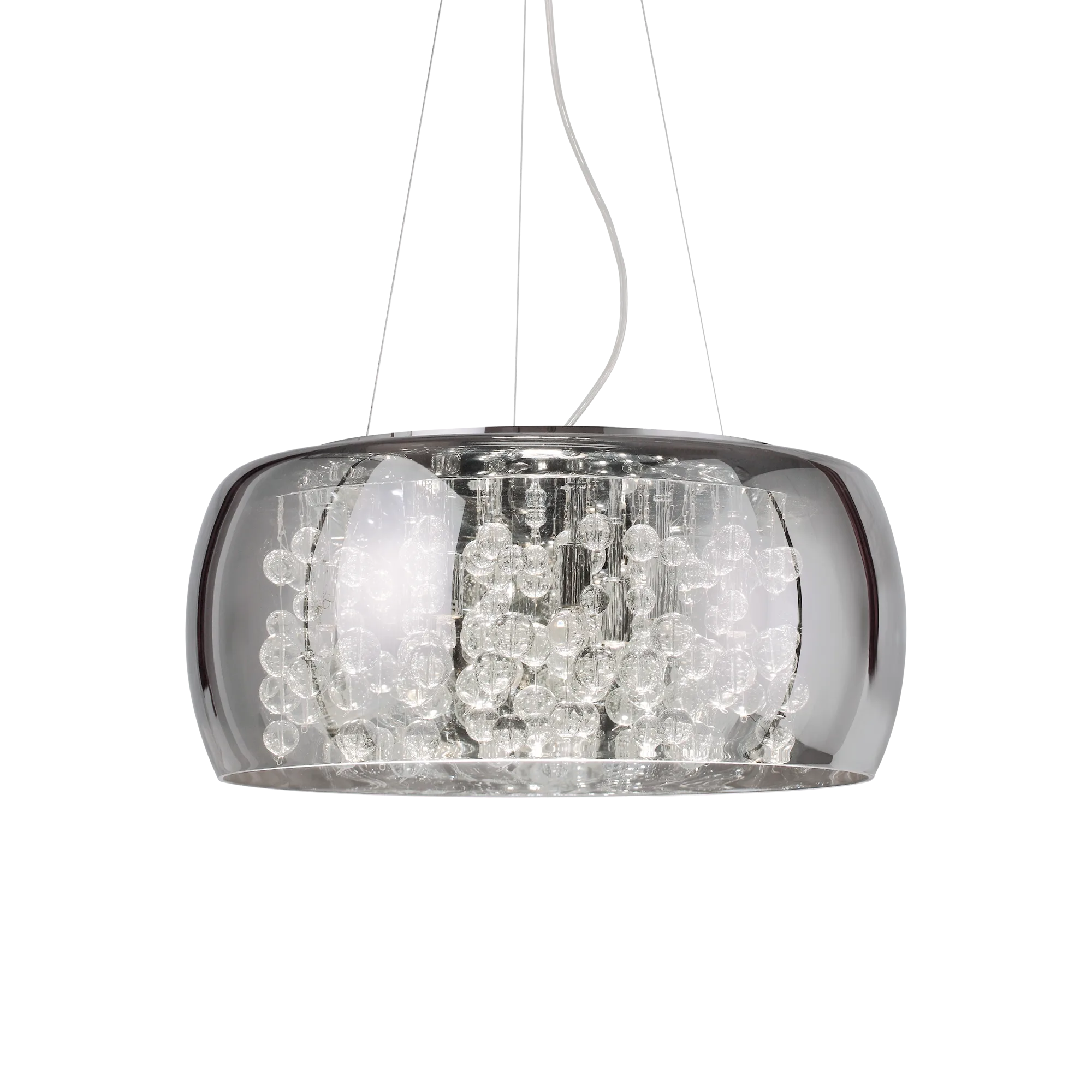 Suspension Audi-80 Tambour en Verre et Cristal par Ideal Lux Suspension Audi-80 Tambour en Verre et Cristal par Ideal Lux – Image 4
