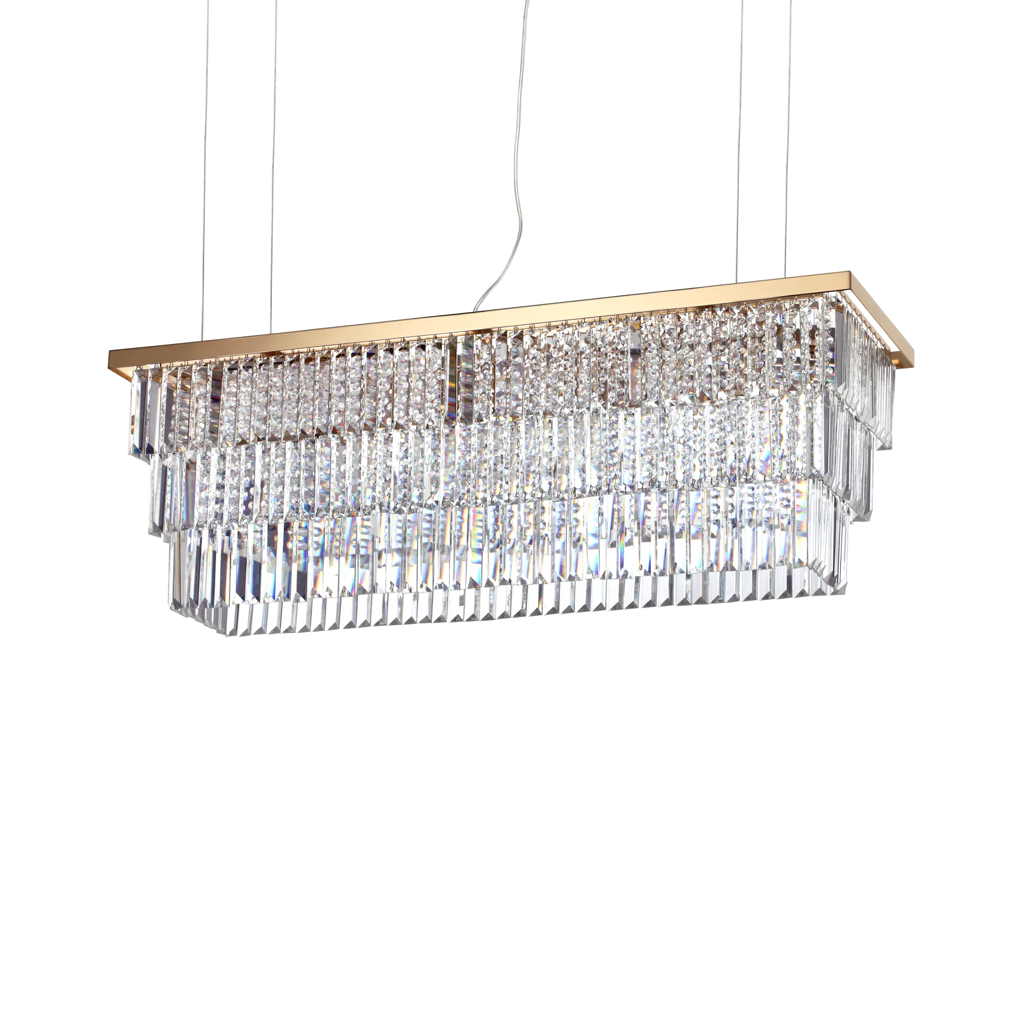 Suspension Martinez rectangulaire en cristal biseauté par Ideal Lux