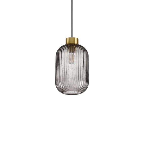 Suspension Mint cylindrique en verre cannelé par Ideal Lux