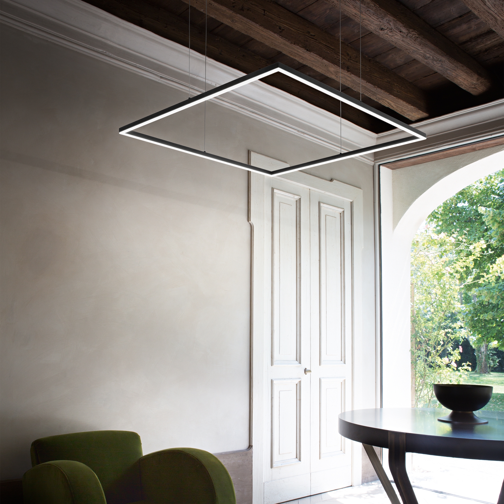 Suspension Oracle Slim LED Cadre Carré en Aluminium par Ideal Lux Suspension Oracle Slim LED Cadre Carré en Aluminium par Ideal Lux – Image 5
