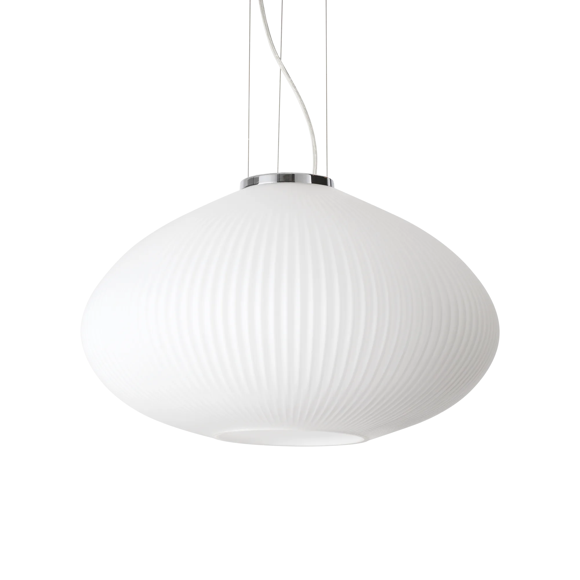 Suspension Plisse en Verre Blanc Décor Relief par Ideal Lux Suspension Plisse en Verre Blanc Décor Relief par Ideal Lux – Image 3
