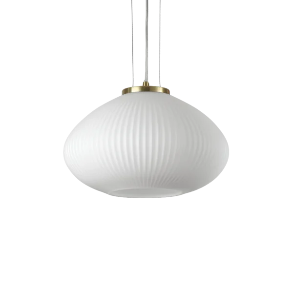 Suspension Plisse en Verre Blanc Décor Relief par Ideal Lux
