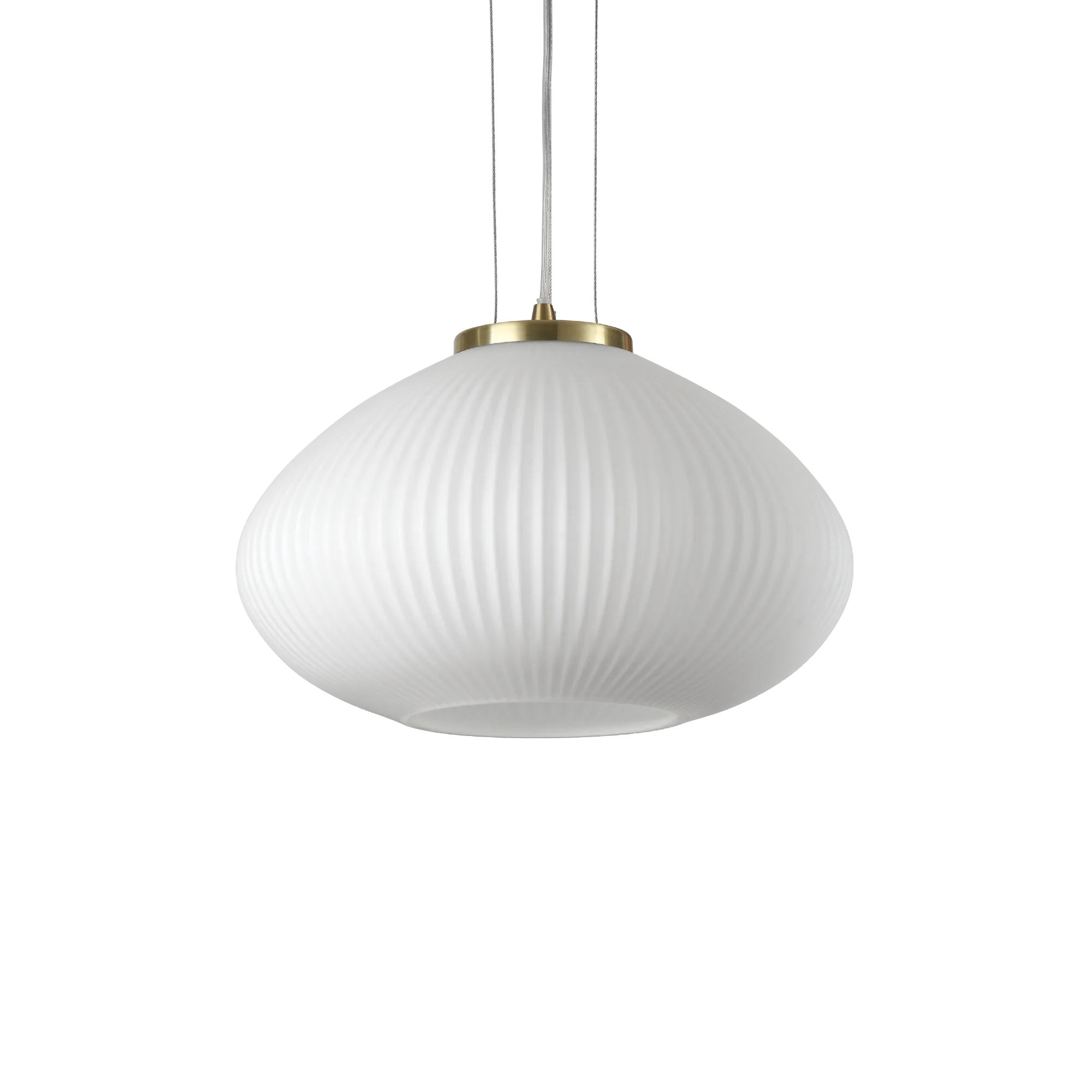 Suspension Plisse en Verre Blanc Décor Relief par Ideal Lux