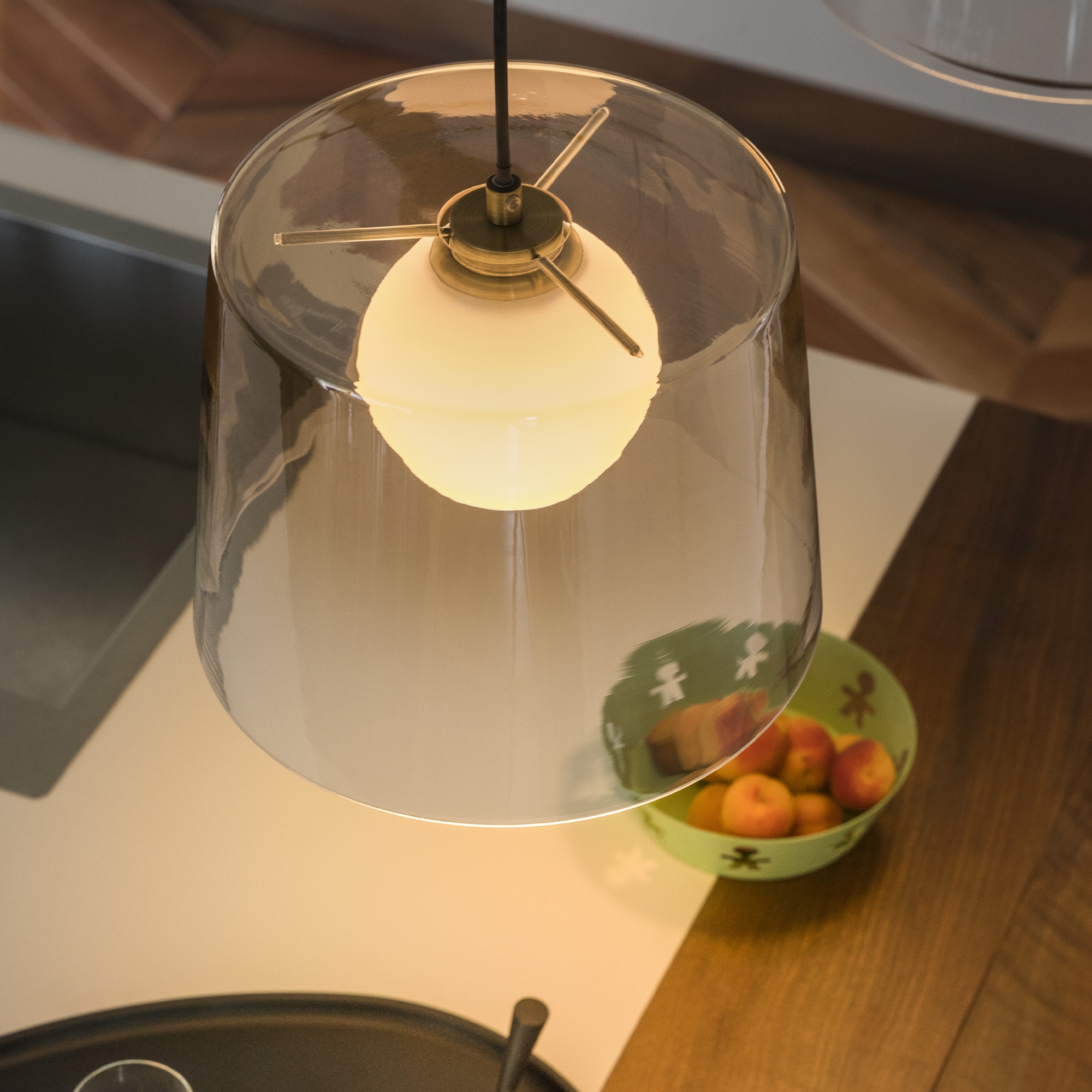Suspension Fade abat-jour en verre ambré par Ideal Lux Suspension Fade abat-jour en verre ambré par Ideal Lux – Image 3