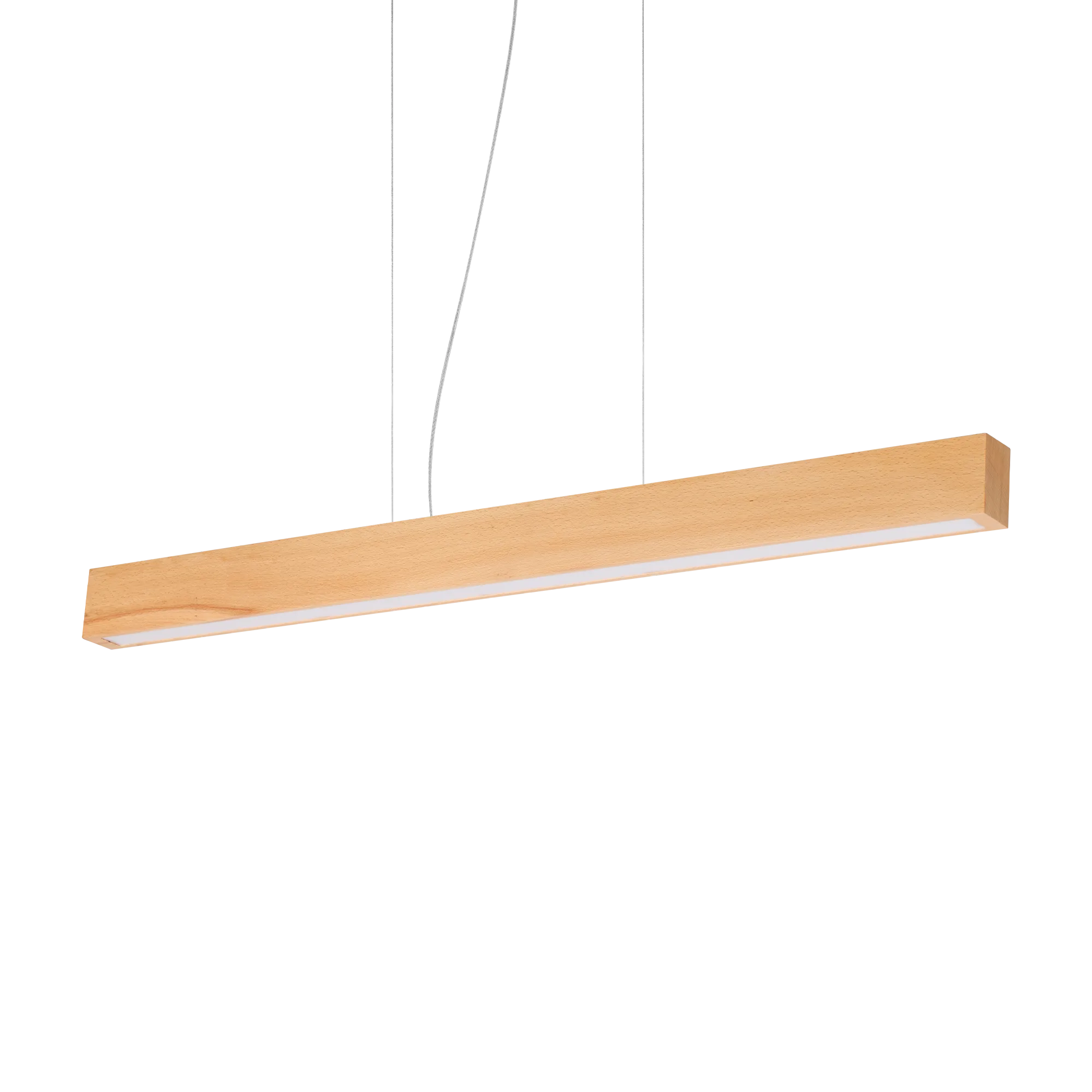 Suspension Craft barre lumineuse en bois naturel par Ideal Lux