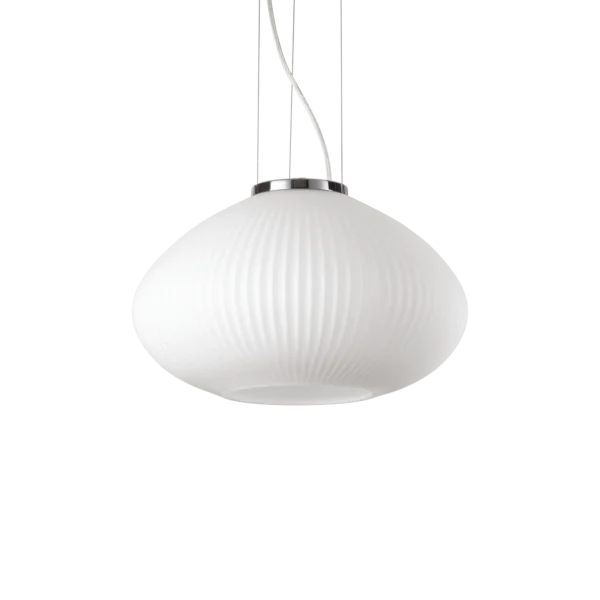 Suspension Plisse en Verre Blanc Décor Relief par Ideal Lux – vue 2