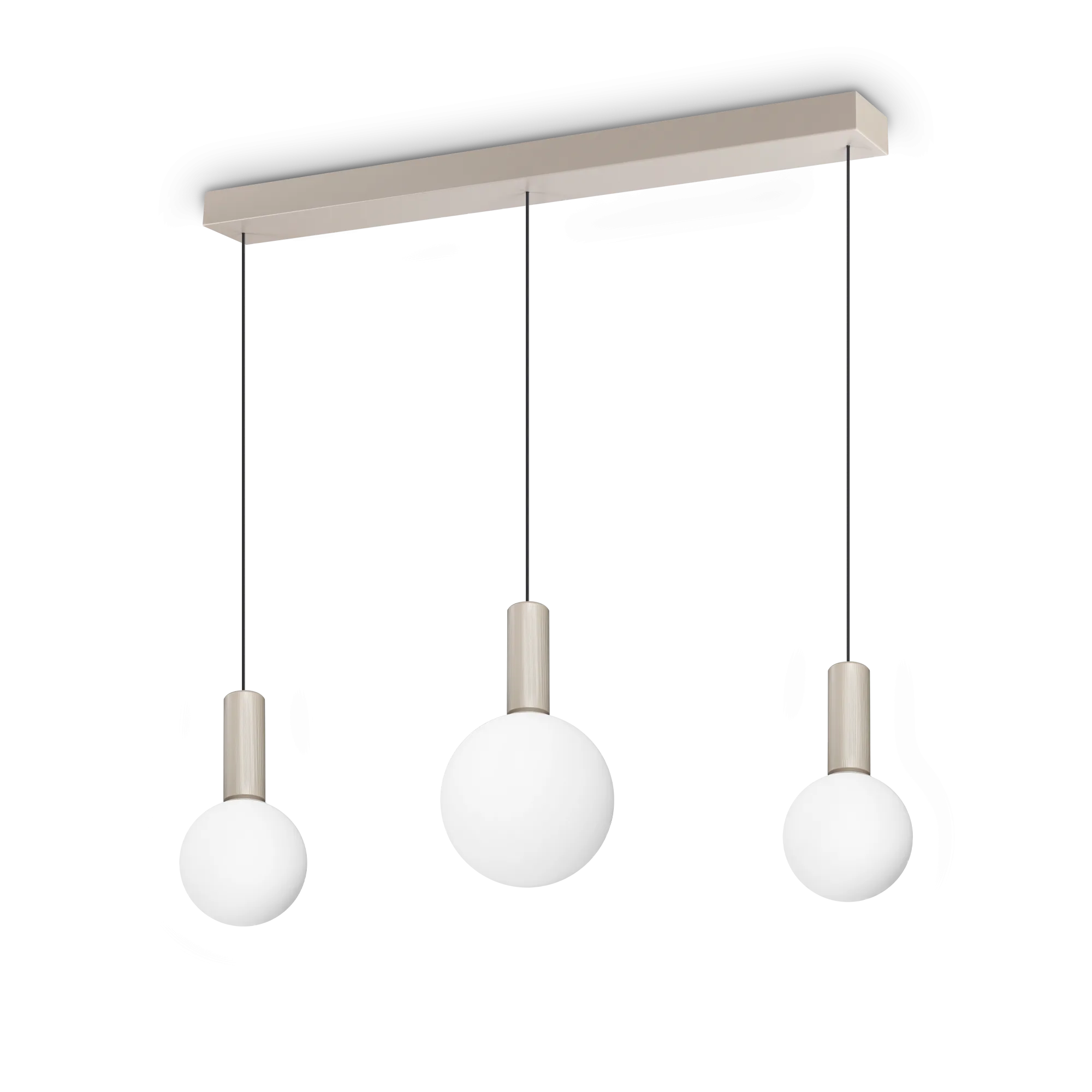 Suspension Odeon Linéaire 3 Lumières en Verre Opalin et Métal par Ideal Lux