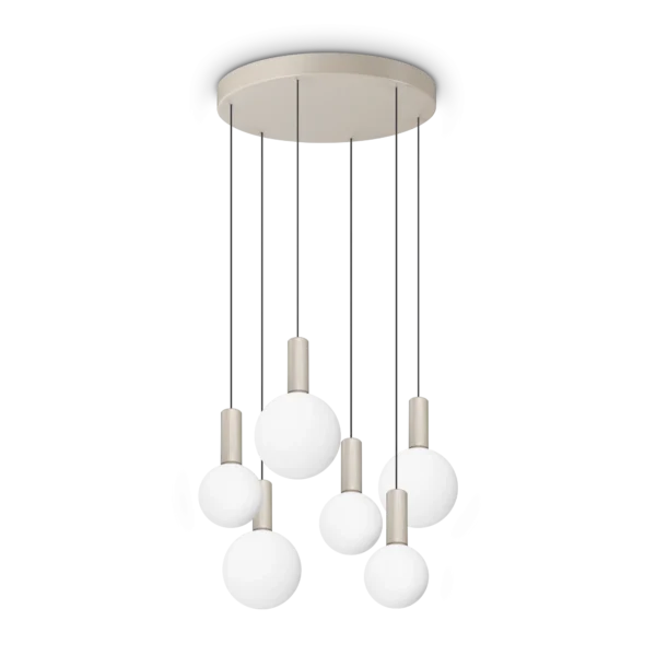 Suspension Odeon 6 Lumières en Verre Opalin et Métal par Ideal Lux