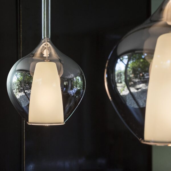 Suspension Kalique ovale en verre borosilicate double soufflé par Ideal Lux – vue 2