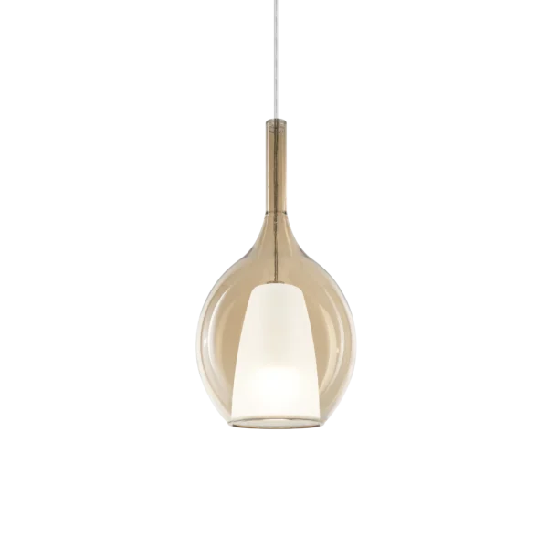 Suspension Kalique ovale en verre borosilicate double soufflé par Ideal Lux
