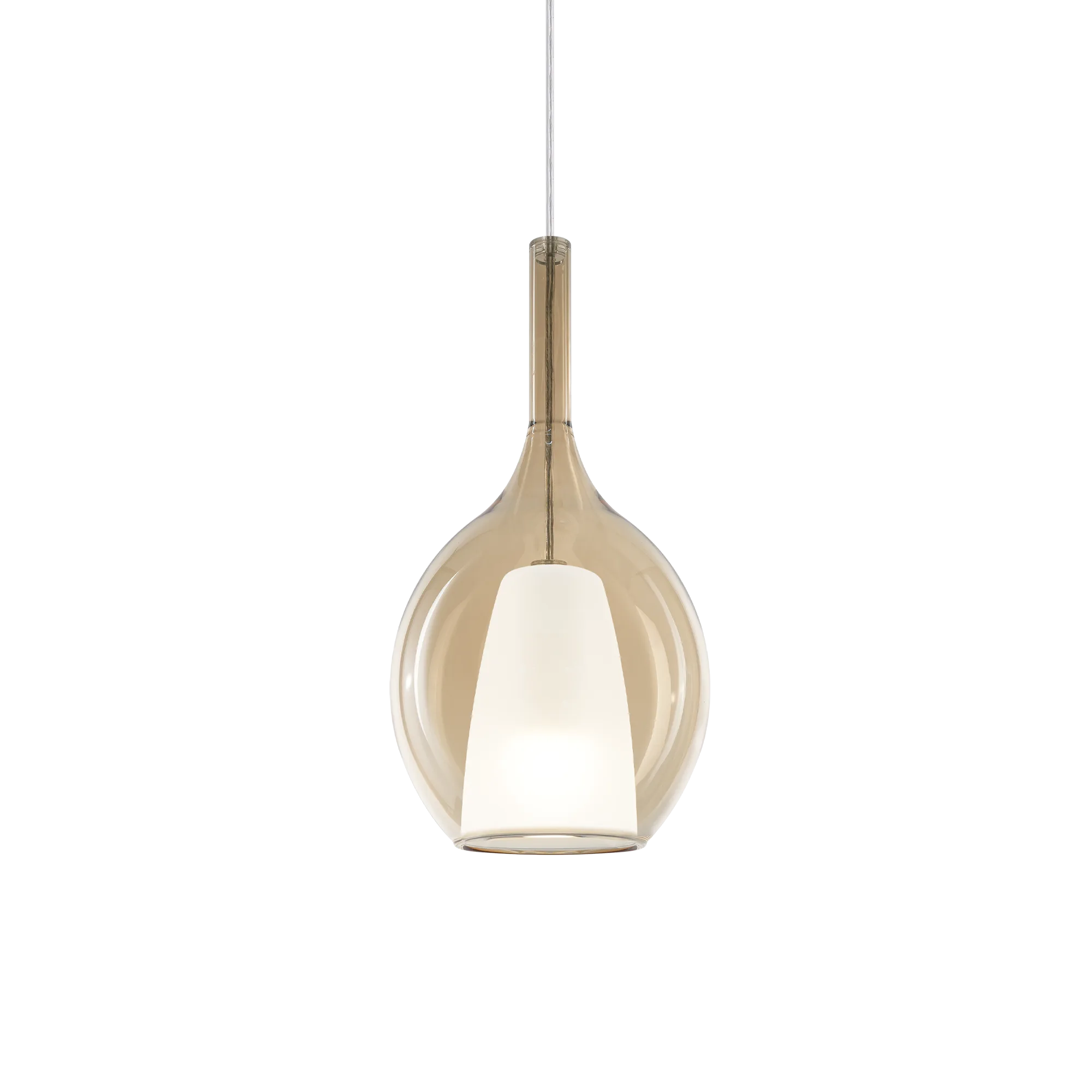 Suspension Kalique ovale en verre borosilicate double soufflé par Ideal Lux
