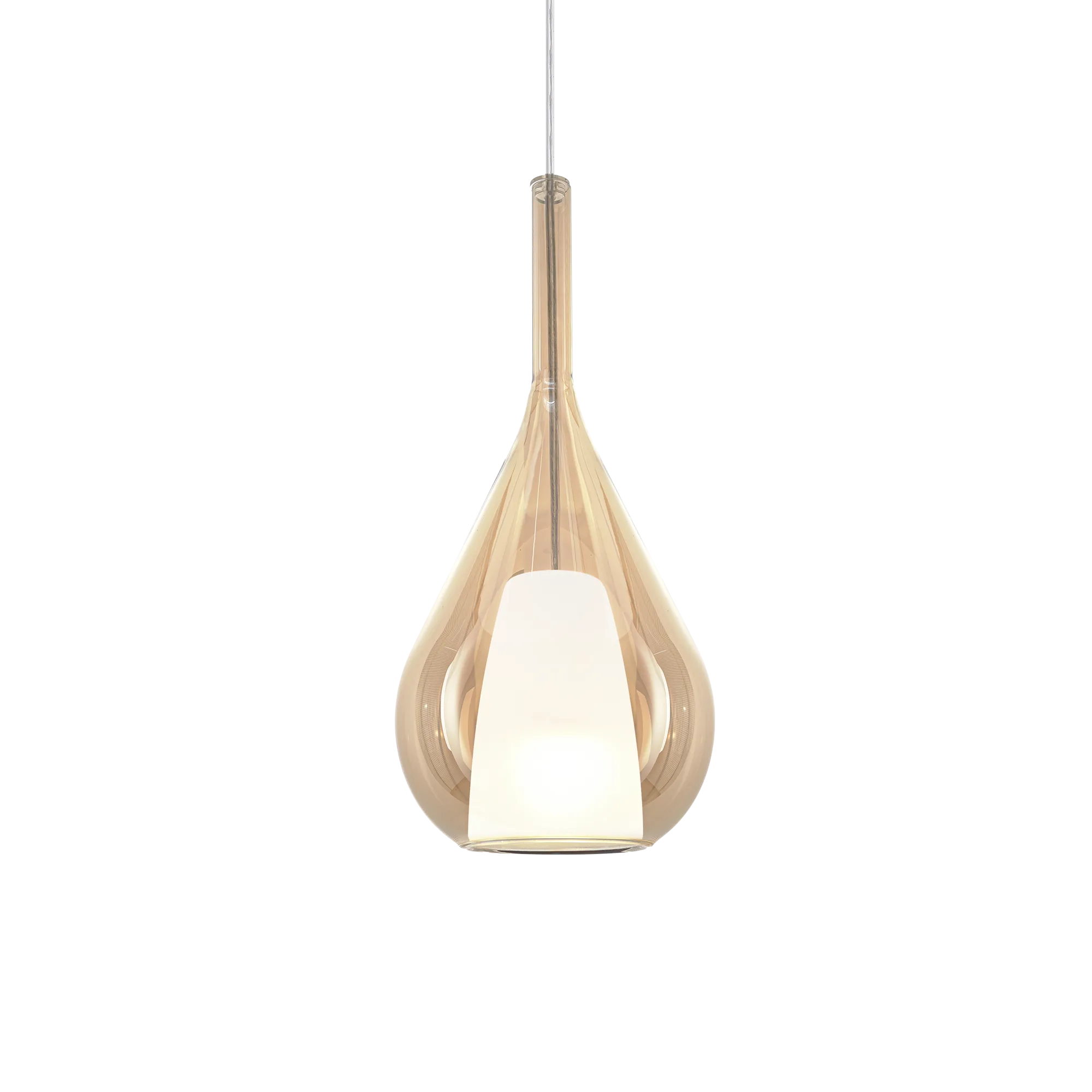 Suspension Kalique poire en verre borosilicate double soufflé par Ideal Lux