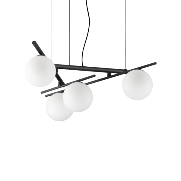 Suspension Atlas à Bras Graphiques et Globes en Verre Soufflé par Ideal Lux