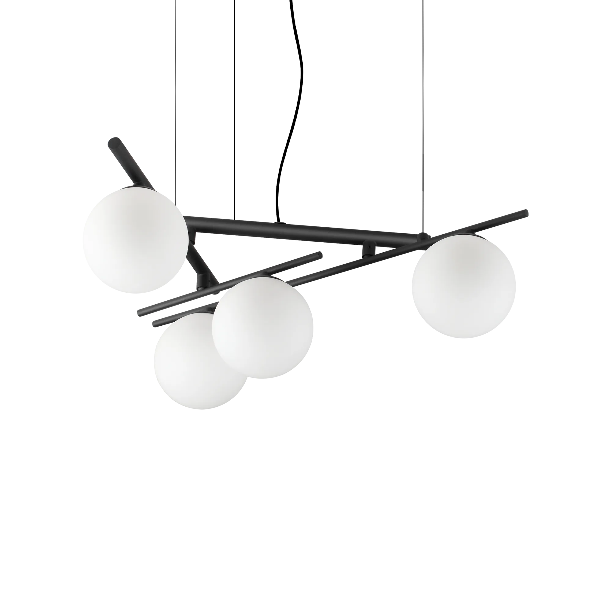 Suspension Atlas à Bras Graphiques et Globes en Verre Soufflé par Ideal Lux