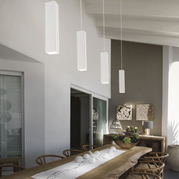 Suspension Look LED Tube Carré D60 en Métal par Ideal Lux – vue 2