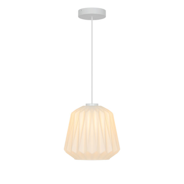 Suspension Elbie forme cloche en verre opale plissé par Nordlux
