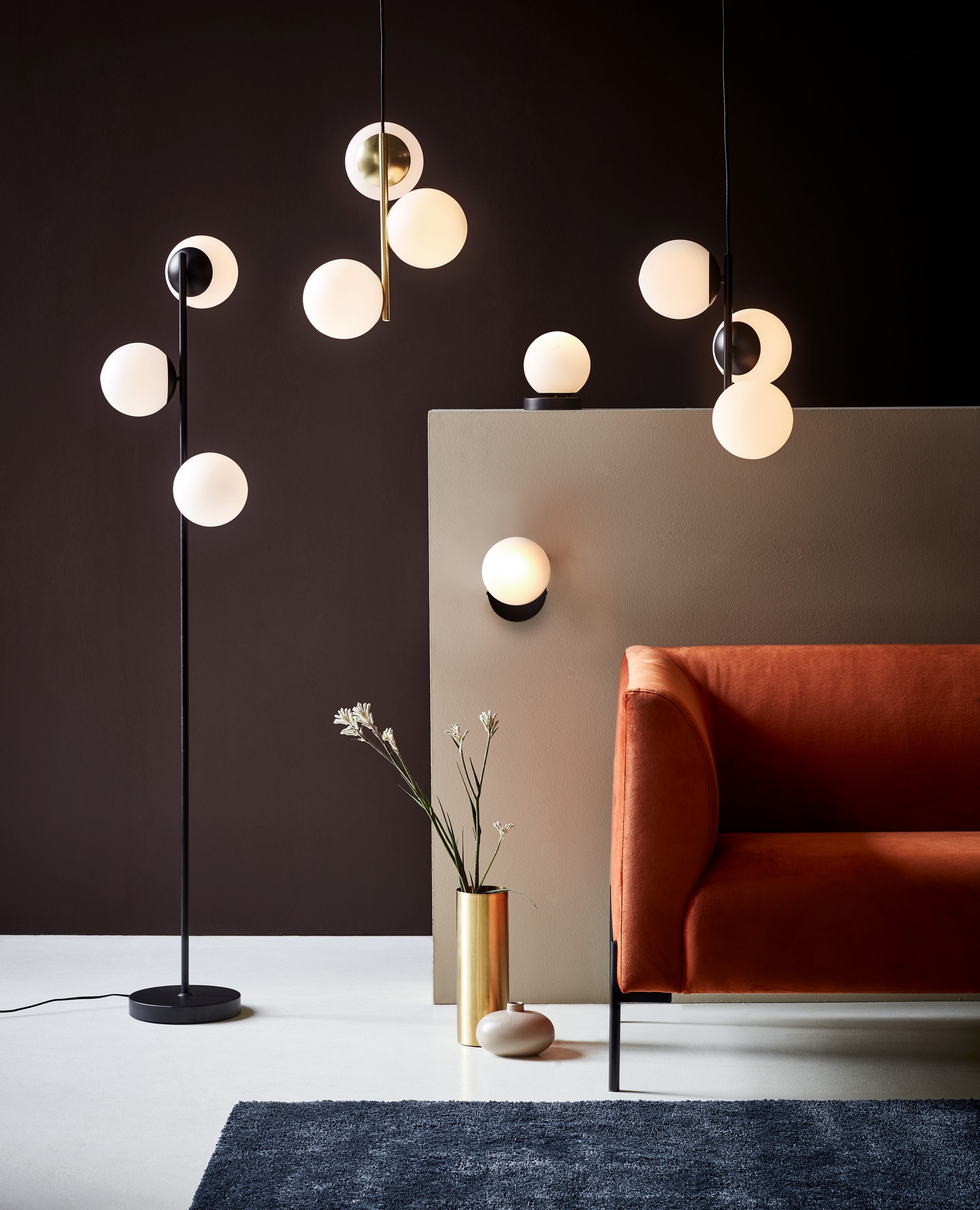 Lampadaire Lilly avec abat-jours sphériques en verre opale par Nordlux Lampadaire Lilly avec abat-jours sphériques en verre opale par Nordlux – Image 9