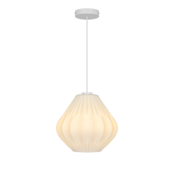 Suspension Maluca en verre opale plissé forme goutte par Nordlux