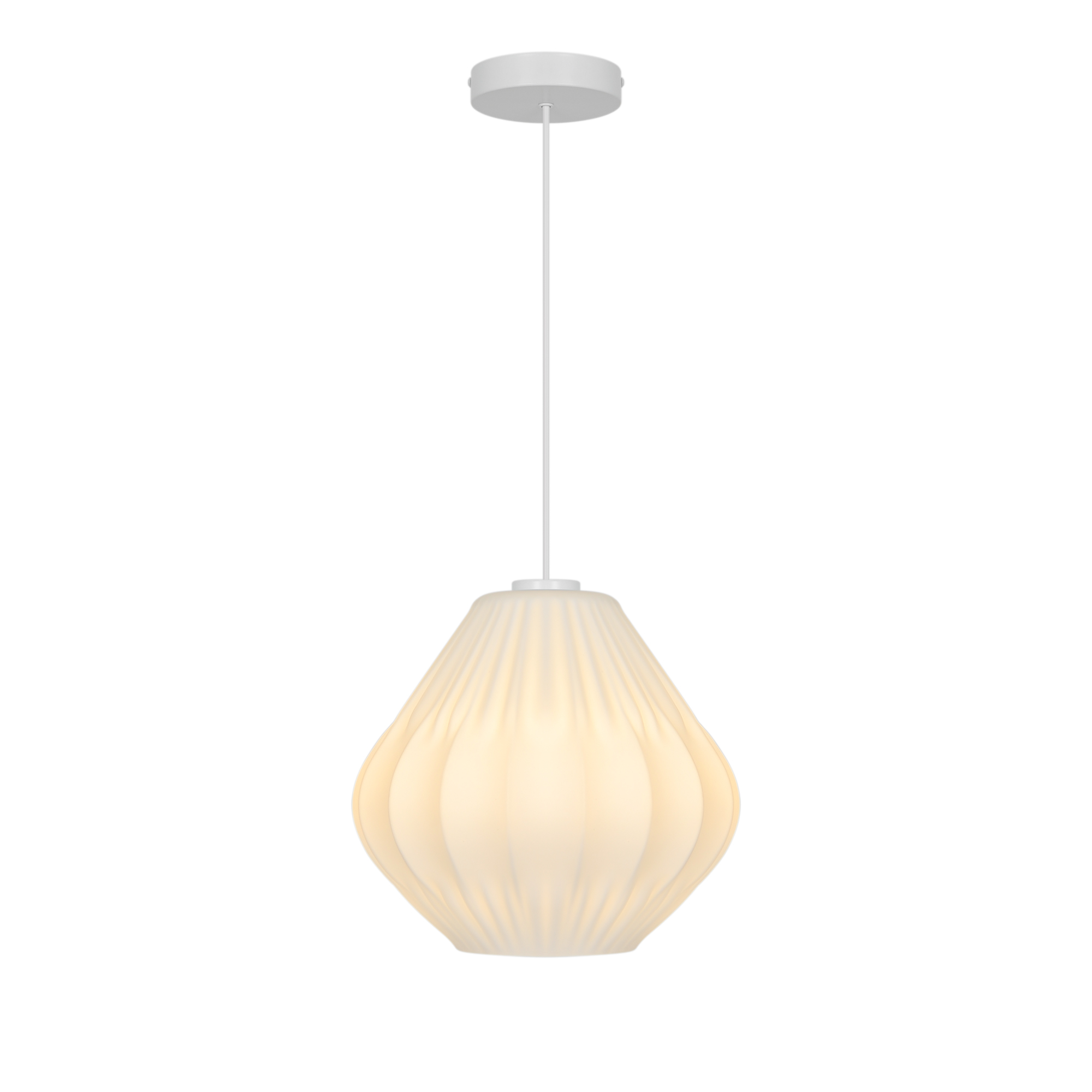 Suspension Maluca en verre opale plissé forme goutte par Nordlux