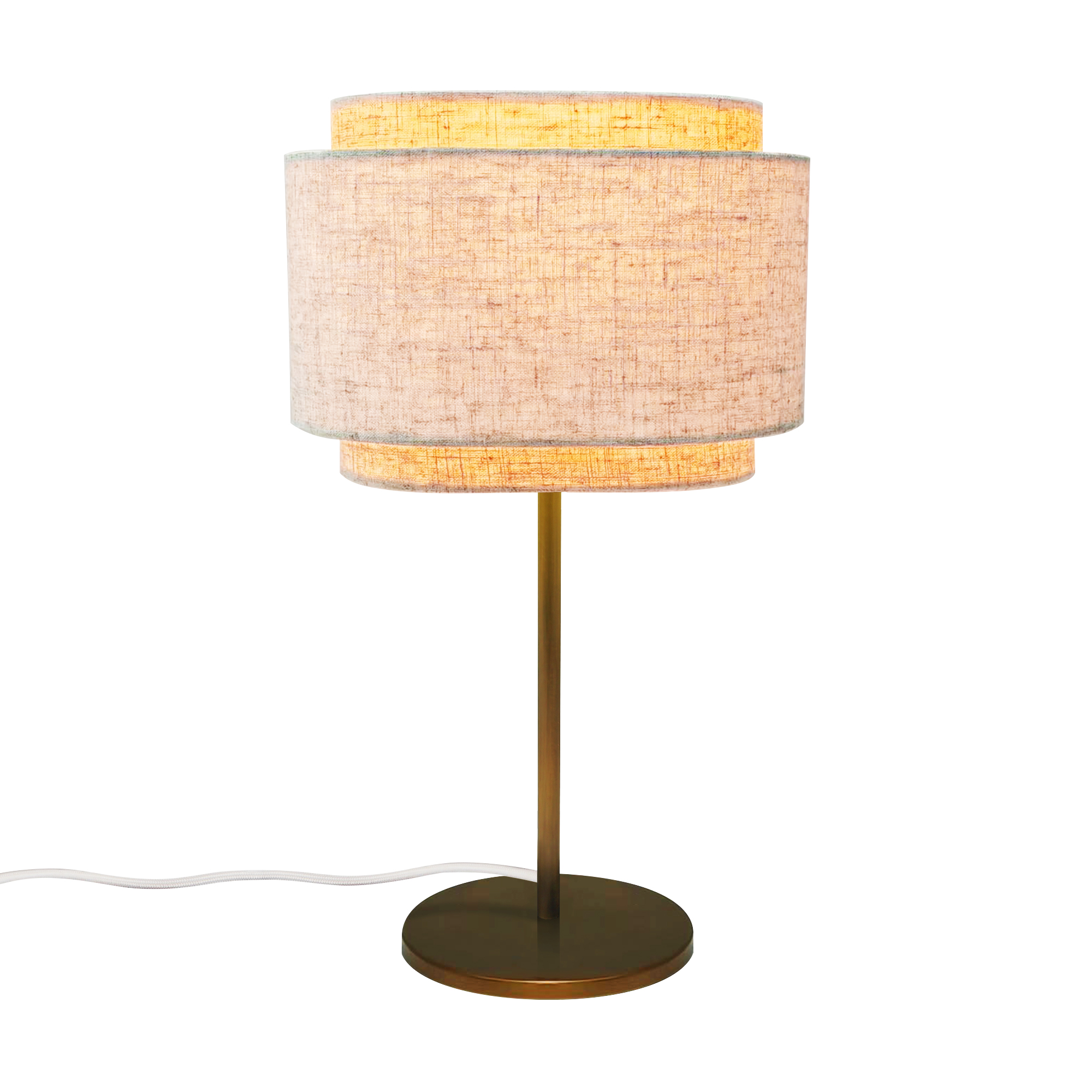 Lampe à poser Takai en lin et base en laiton bruni au design contemporain par Design For The People