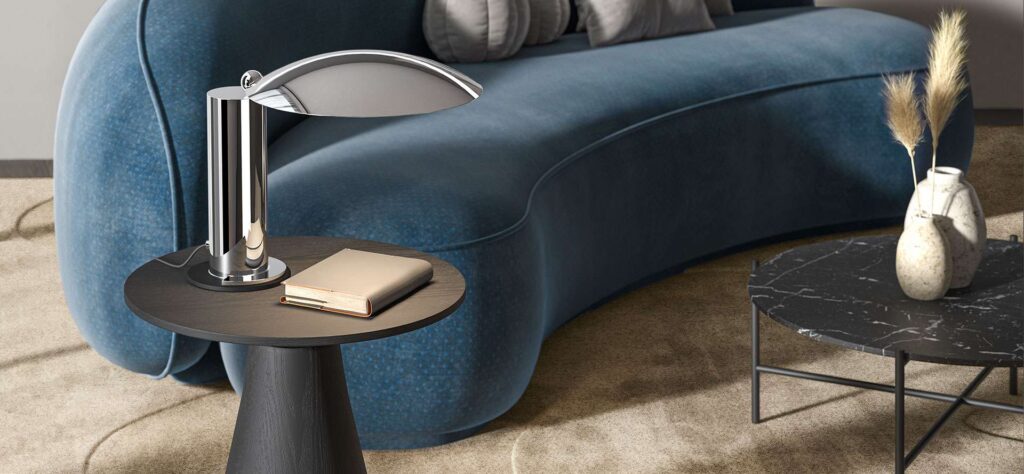 Lampe Washington de Lumen Center Italia, le luminaire de designer connu sur le bureau du Président Macron