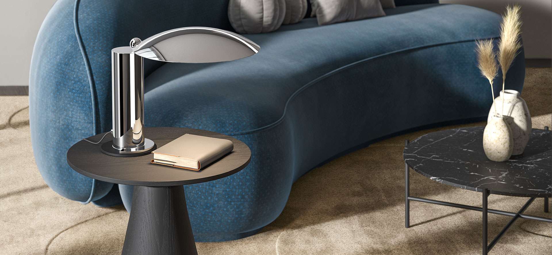 Lampe Washington de Lumen Center Italia, le luminaire de designer connu sur le bureau du Président Macron