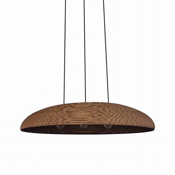 Lampe papier et carton : suspensions et luminaires Longue suspension Tablo en carton recyclé brun de forme oblongue pour salle à manger sur fond blanc