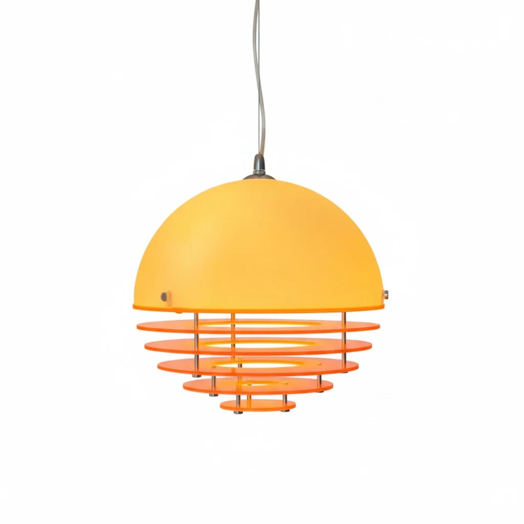 Suspension sunset design effet coucher de soleil lampe LED Bauhaus 30 cm sur fond blanc