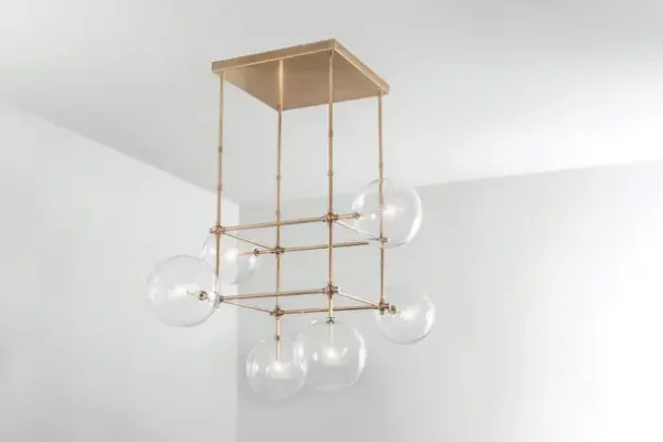 Suspension Soap 6 DT à structure cubique et globes en verre par Schwung – vue 2