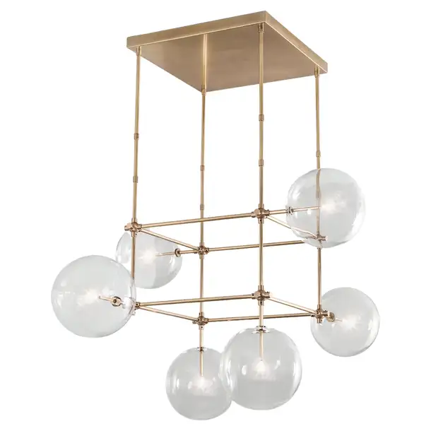 Suspension Soap 6 DT à structure cubique et globes en verre par Schwung