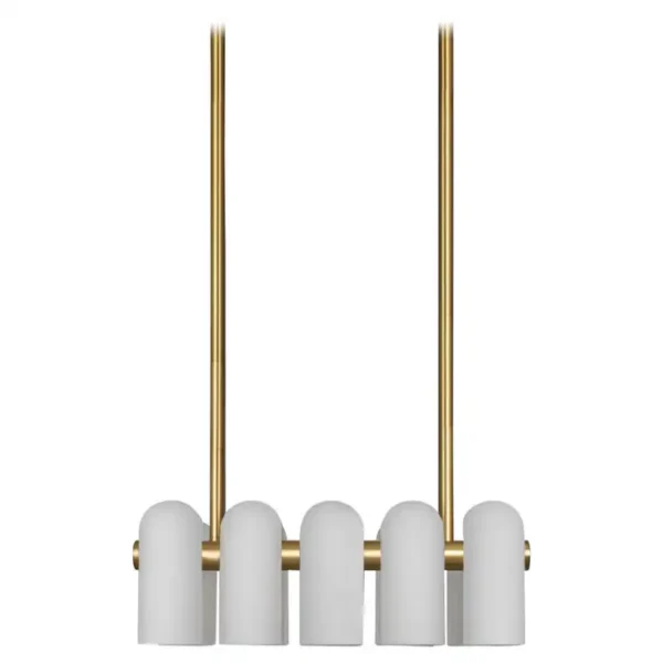 Suspension Odyssey linéaire à colonnes lumineuses en verre opale par Schwung