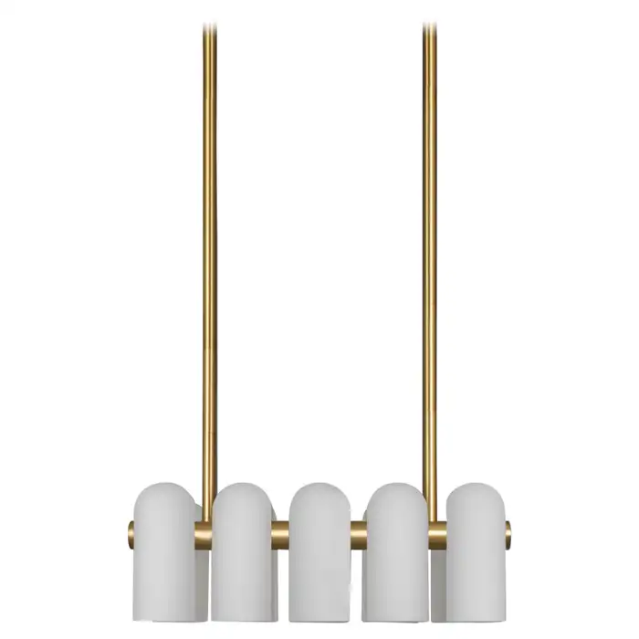 Suspension Odyssey linéaire à colonnes lumineuses en verre opale par Schwung