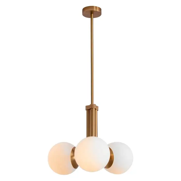 Suspension Tubular à 3 globes en verre opale par Schwung